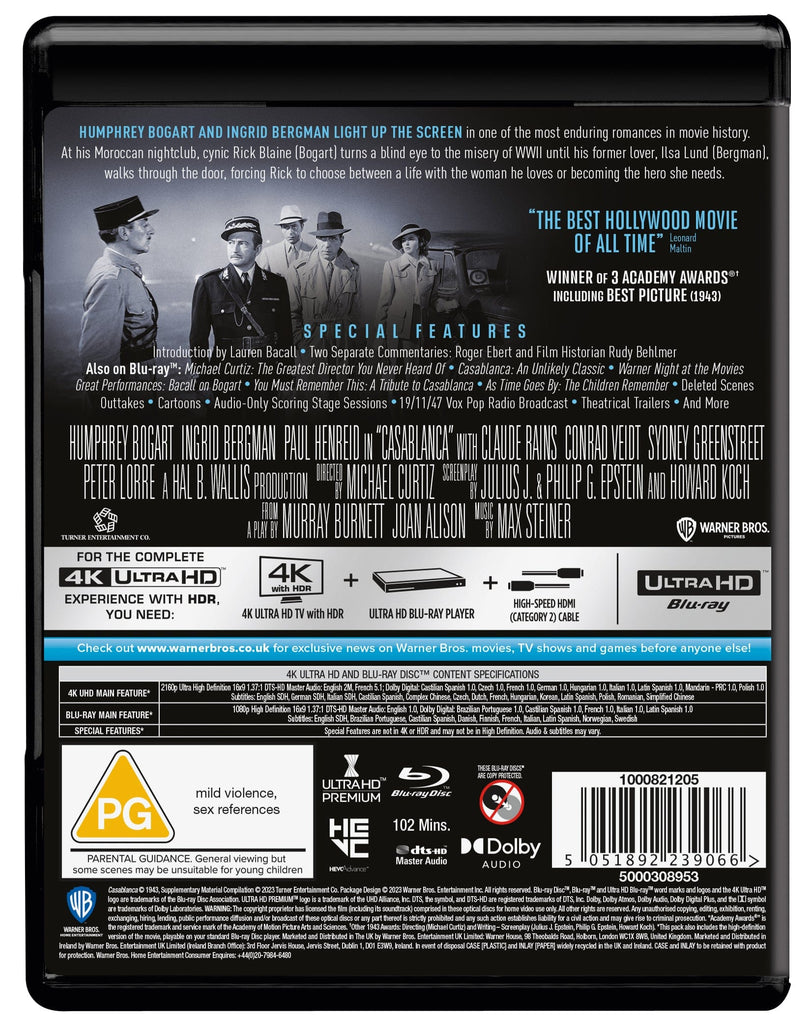 Golden Discs 4K Blu-Ray Casablanca - Michael Curtiz [4K UHD]