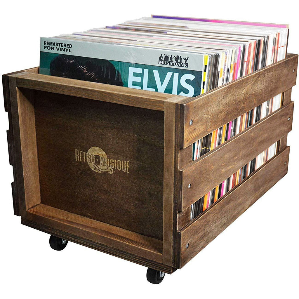 Golden Discs Accessories Wooden LP Storage Crate With Wheels [Accessories]