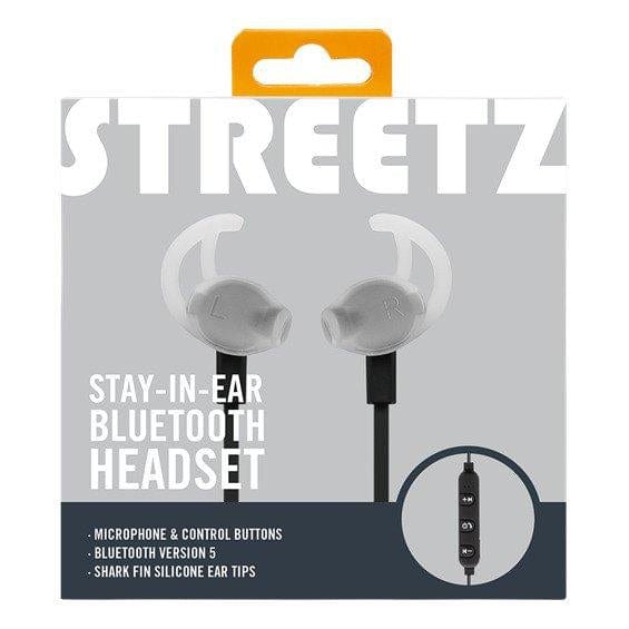 Golden Discs Accessories STREETZ Stay-in-ear BT Earphones with microphone and control buttons, Black [Accessories]
