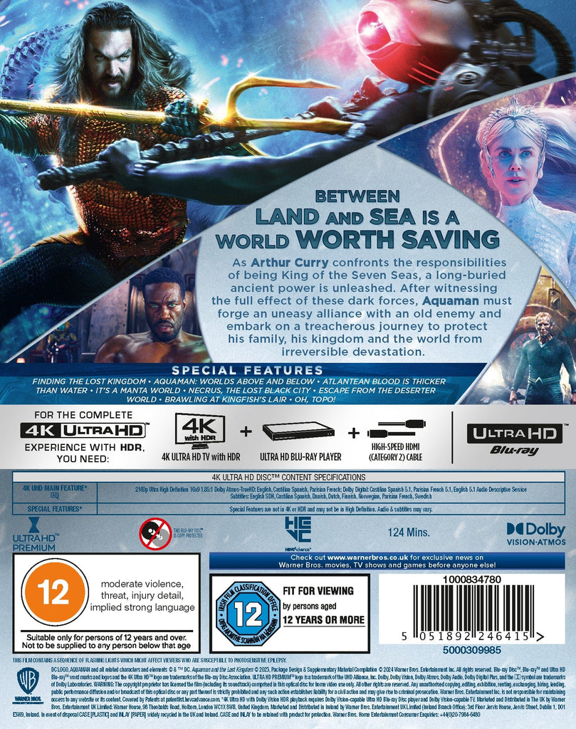 Golden Discs 4K Blu-Ray Aquaman and the Lost Kingdom - James Wan [4K UHD]