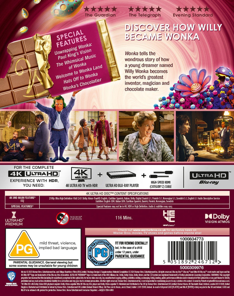 Golden Discs 4K Blu-Ray Wonka - Paul King [4K UHD]