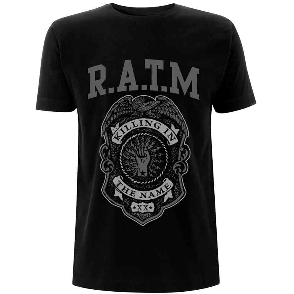 Golden Discs T-Shirts Rage Against The Machine: Grey Police Badge, Black - Small [T-Shirts]
