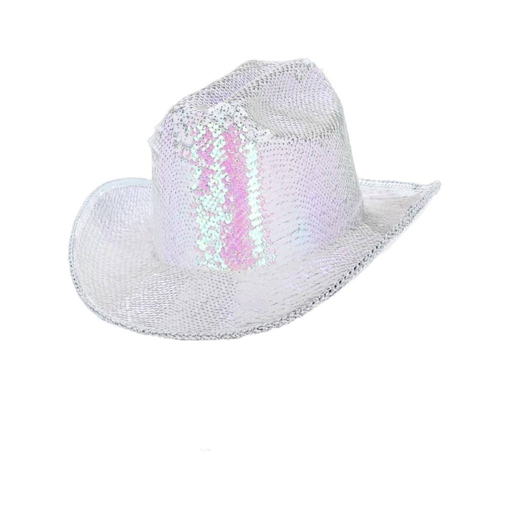 Golden Discs Posters & Merchandise Sequin Cowboy Hat Costume Hat - White [Hat]