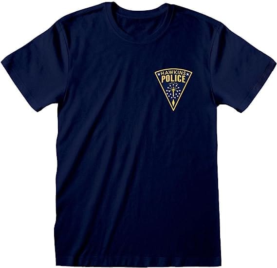 Golden Discs T-Shirts Stranger Things 'Hawkins Police Badge' (Blue) - XL [T-Shirts]