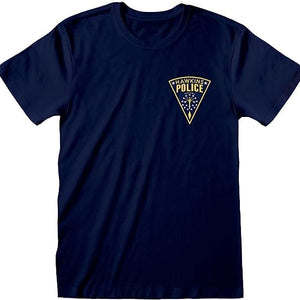 Golden Discs T-Shirts Stranger Things 'Hawkins Police Badge' (Blue) - Large [T-Shirts]