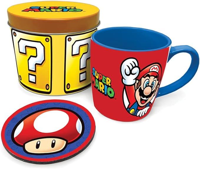 Golden Discs Posters & Merchandise Super Mario Gift Set with Mug and Coaster in Reusable Gift Tin [Mug]