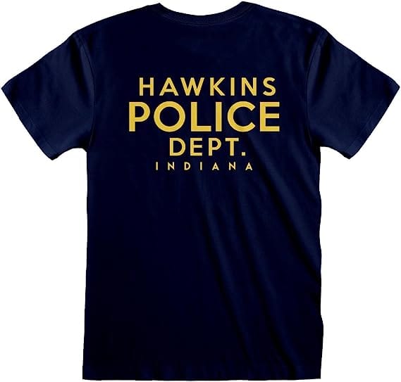 Golden Discs T-Shirts Stranger Things 'Hawkins Police Badge' (Blue) - XL [T-Shirts]