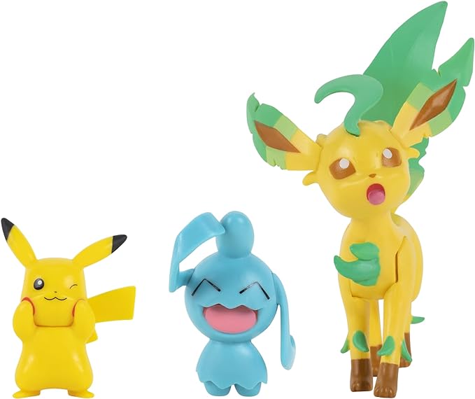 Golden Discs Toys Pokemon 3 Pack-Features 2 Pikachu, Wynaut & 3-Inch Leafeon Battle Figures [Toys]