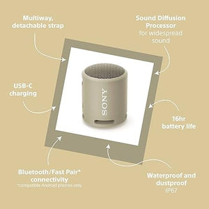 Golden Discs Tech & Turntables Sony Light Grey Waterproof Wireless Bluetooth Speaker with EXTRA BASS [Tech & Turntables]