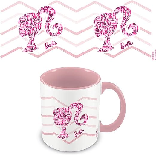 Paladone Barbie Officially Licensed Pink Logo Ceramic Mug For Water, Iced Tea Or Coffee, Mattel Barbie Doll Collection Mug For Movie Fans, Gift For Women And Desk Decoration