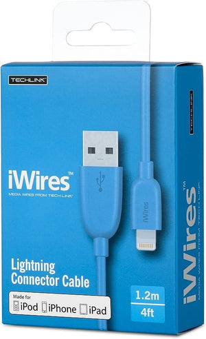 Golden Discs Accessories Techlink iWires 528782 USB 2.0 Plug to Lightning Plug Cable - Blue [Accessories]