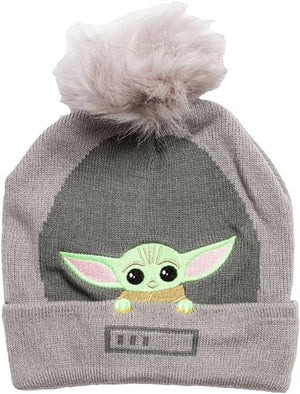 Golden Discs Posters & Merchandise Star Wars Mandalorian Child Knitted Bobble Hat, Grey [Hat]