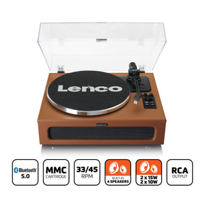 LENCO LS-430BN - Record Player with 4 built-in speakers - Brown [Tech & Turntables]