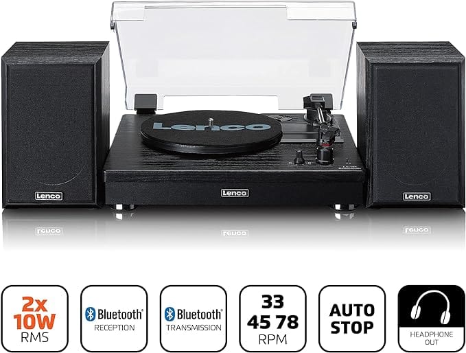 Golden Discs Tech & Turntables Lenco LS-101 Turntable and Hi-Fi Speakers - Black [Tech & Turntables]