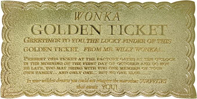 Golden Discs Posters & Merchandise Willy Wonka and The Chocolate Factory Replica Golden Ticket [Posters & Merchandise]