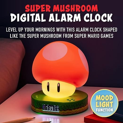 Golden Discs Posters & Merchandise Super Mushroom Digital Alarm Clock with Power Up Sound [Clock]