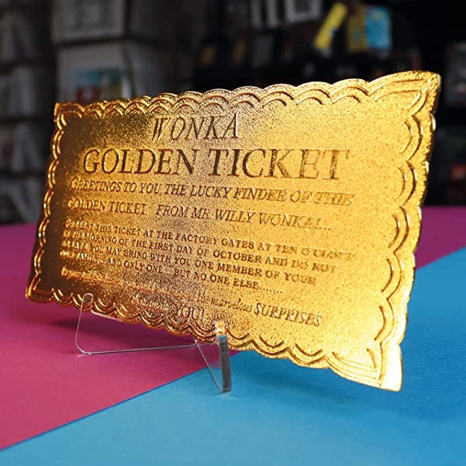 Chocolate Factory Golden Ticket Prop Replica classic 