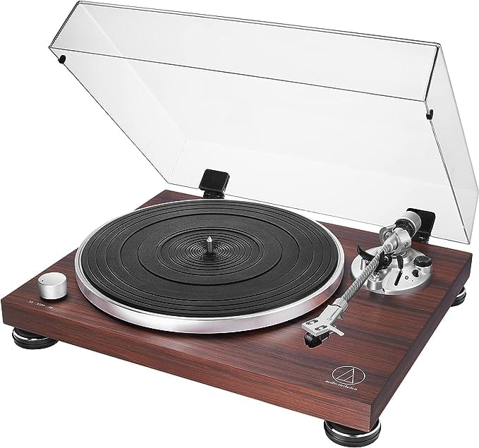 Golden Discs Tech & Turntables Audio-Technica AT-LPW50BTRW Turntable Bluetooth Manual Belt Drive Wood Base Rosewood [Tech & Turntables]