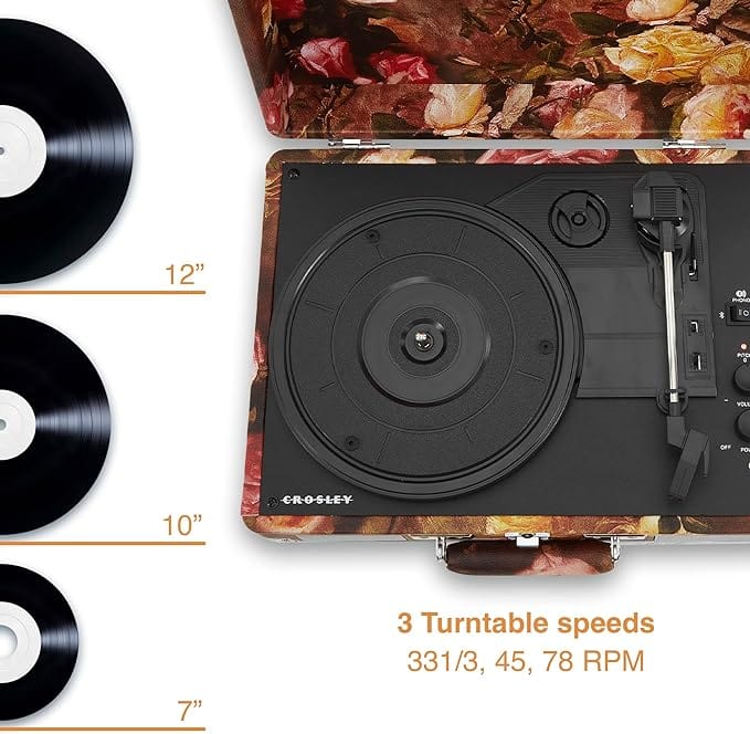 Golden Discs Tech & Turntables Crosley Cruiser Plus Turntable - Floral [Tech & Turntables]