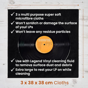 Pack of 3 Extra Large Anti-static Vinyl Record Cleaning Cloth [Accessories]