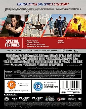 Golden Discs 4K Blu-Ray Mission Impossible: Ghost Protocol (Steelbook) - Brad Bird [4K UHD]
