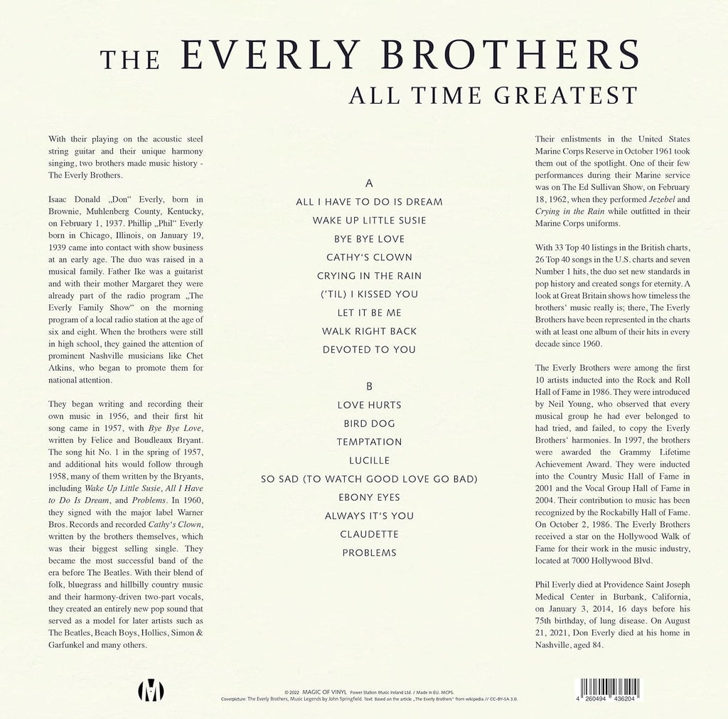 Golden Discs VINYL All-time Greatest - The Everly Brothers [Colour Vinyl]