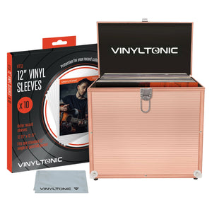 Vinyl Tonic Rose Gold LP Storage Case with Cleaning Cloth & Sleeve 10 pack [Accessories]