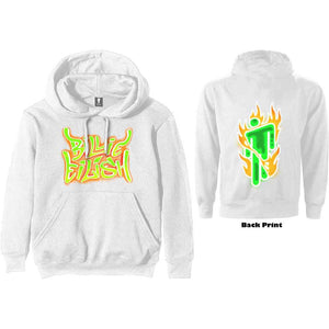 Billie Eilish Unisex Pullover Hoodie: Airbrush Flames Blohsh (Back Print) - Large [Hoodies]