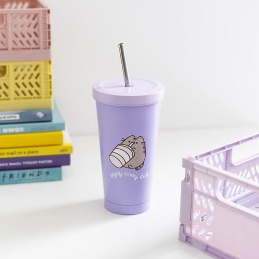 Golden Discs Posters & Merchandise Pusheen Tumbler With Straw [Posters & Merchandise]