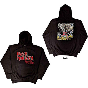 Iron Maiden Unisex Pullover Hoodie: Number Of The Beast Vintage Logo Faded Edge Album (Back Print) - Large [Hoodies]