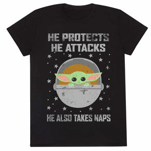 Golden Discs T-Shirts Mandalorian - He Protects And He Attacks - Large [T-Shirts]
