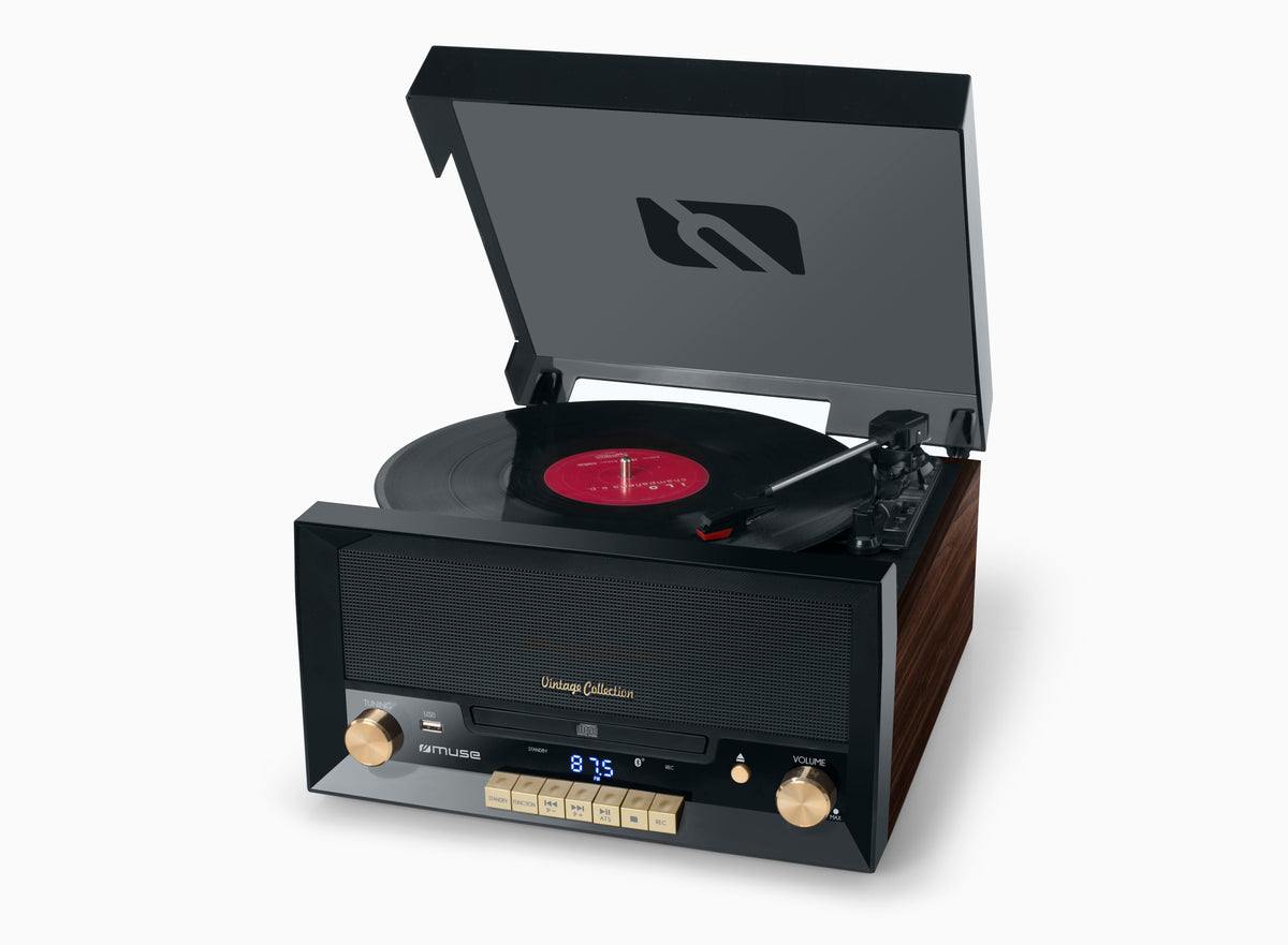 Muse Turntable Micro System, 6 in1, USB Port, 20W - Wooden/Black [Tech ...