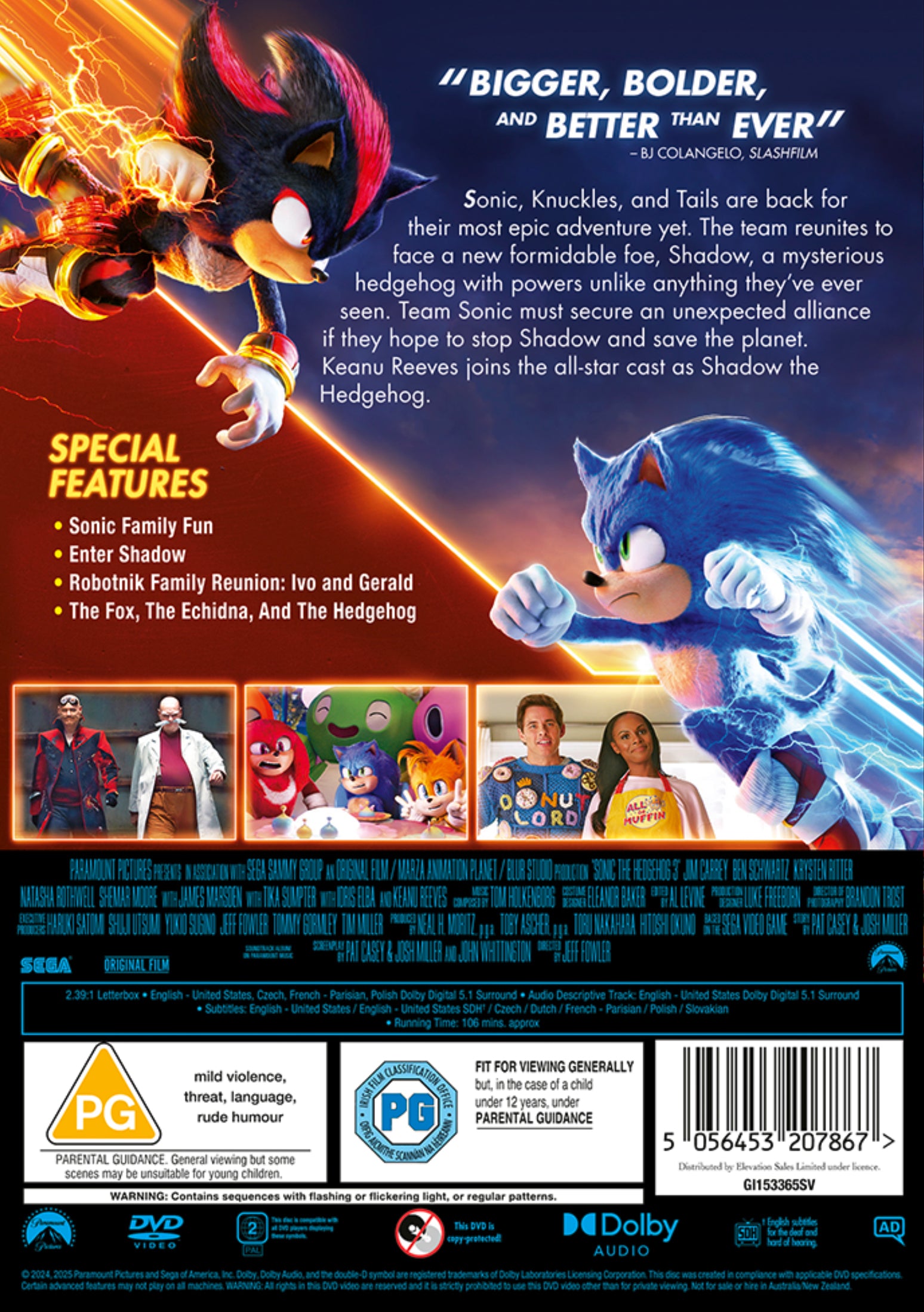 Sonic The Hedgehog 3 Jeff Fowler DVD Golden Discs sonic-the-hedgehog-3-jeff-fowler-dvd-golden-discs