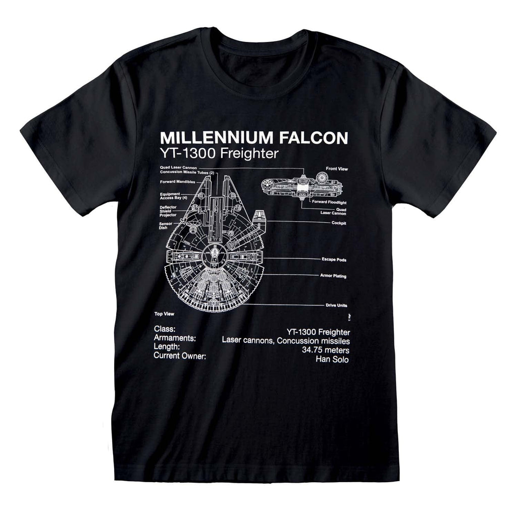 Golden Discs T-Shirts Star Wars - Millennium Falcon Sketch - Large [T-Shirts]