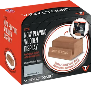 Vinyl Tonic VT21C - 'Now Playing' Wooden Stand With Microfibre Cloth [Accessories]