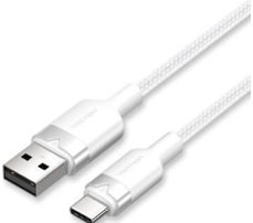Vention USB 2.0 A Male to C Male 3A Cable 1M White Aluminium Alloy Type [Accessories]