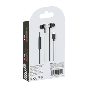 Walk Audio P502B Black USB-C Earphones W/Mic [Accessories]