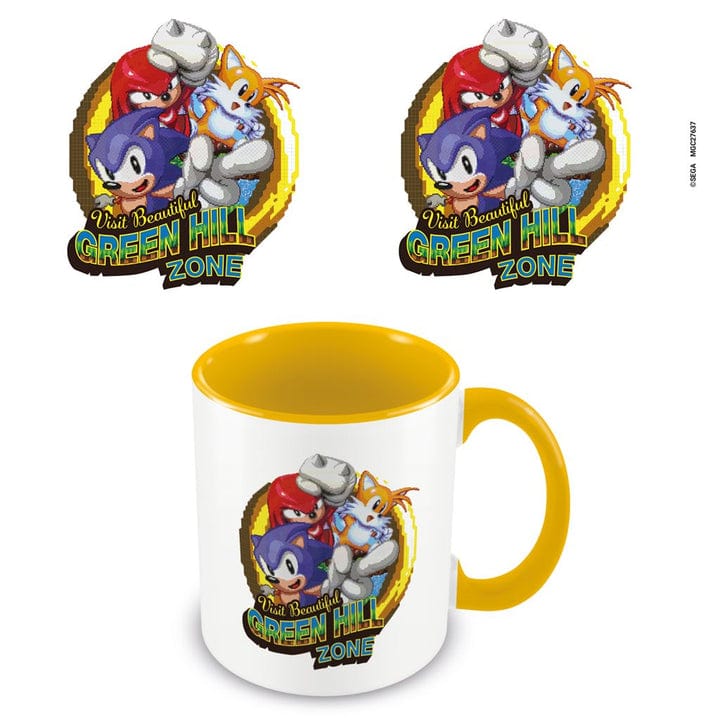 Golden Discs Posters & Merchandise Sonic The Hedgehog (Classic Trio Jump Through) Yellow Coloured Inner Mug [Mug]