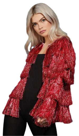 Golden Discs Posters & Merchandise Red Tinsel Fancy Dress Jacket L/XL [Posters & Merchandise]