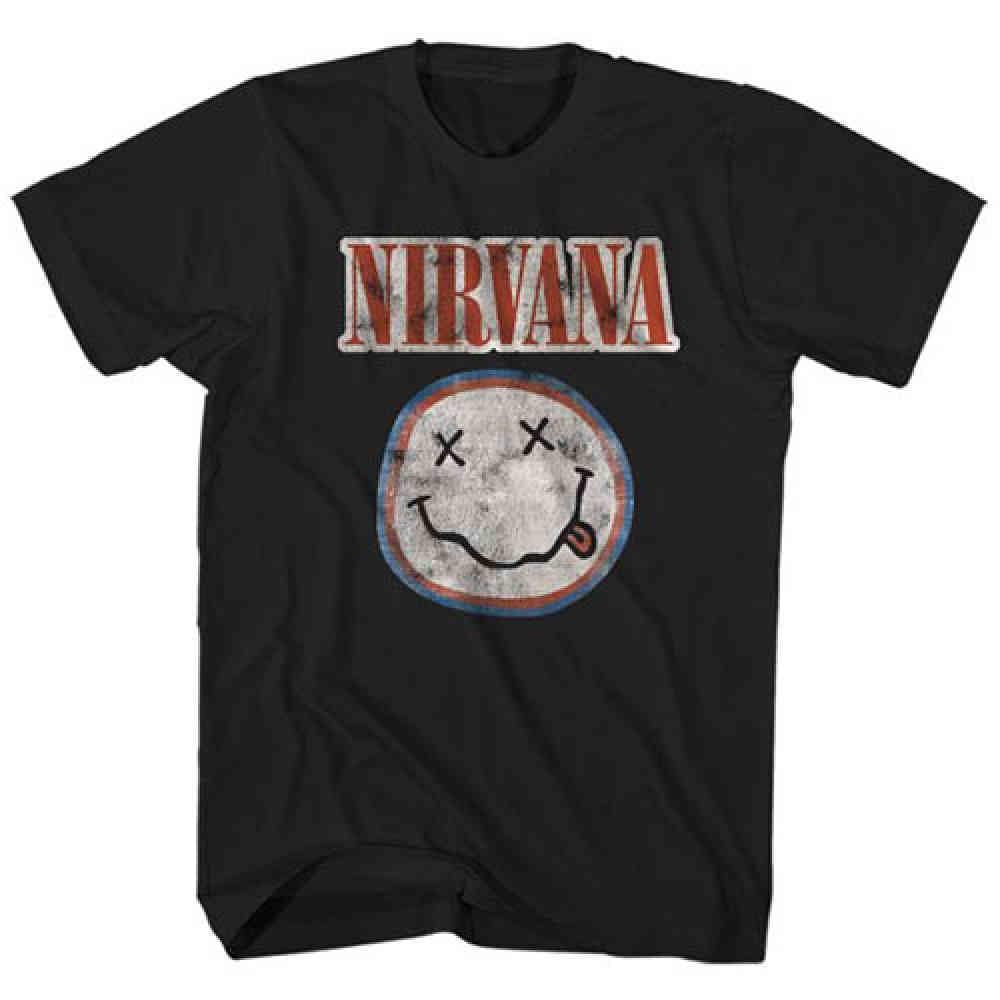 Golden Discs T-Shirts Nirvana Distressed Logo - Black - Large [T-Shirts]
