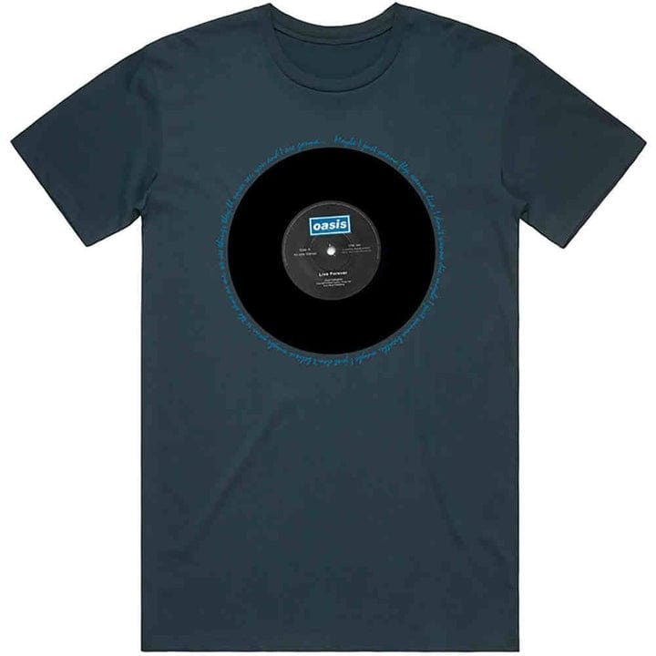 Golden Discs T-Shirts Oasis; Live Forever Single Blue - Small [T-Shirts]