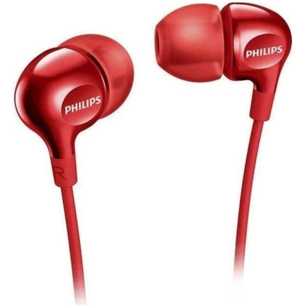 Golden Discs Accessories Philips SHE3555RD/00 In-Ear Bass Headphones with Mic - Red [Accessories]