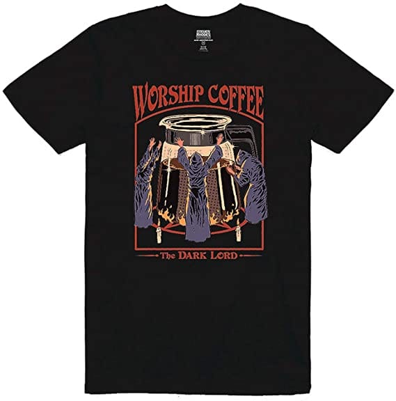 Golden Discs T-Shirts Worship Coffee - Black - Medium [T-Shirts]