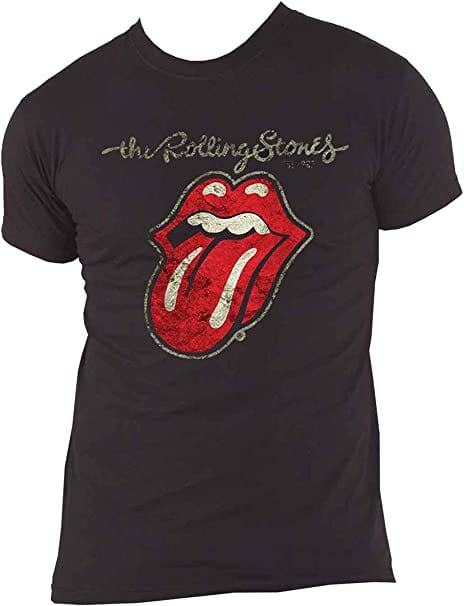 Golden Discs T-Shirts Rolling Stones Tongue - Black - 2XL [T-Shirts]