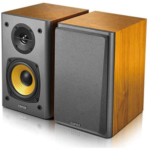 Golden Discs Tech & Turntables Edifier R1000T4 Active 2.0 Powered Bookshelf Speaker System For TV, PC, Laptop, Computer - 24W Total Power Output - 4" Bass Driver - Brown [Tech & Turntables]