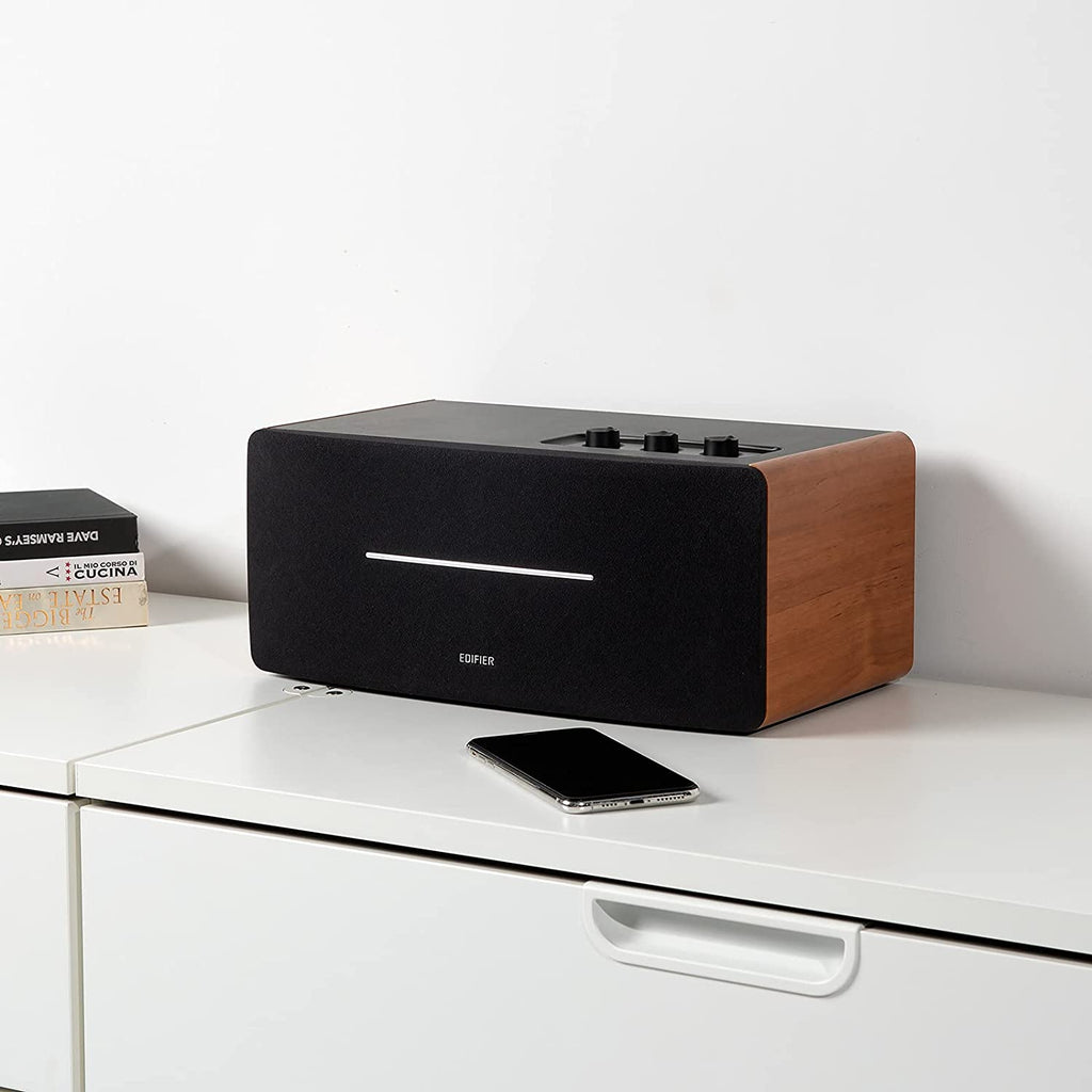 Golden Discs Tech & Turntables Edifier D12 Bookshelf Speaker - Integrated Desktop Stereo Bluetooth Speaker -Wooden Enclosure [Tech & Turntables]