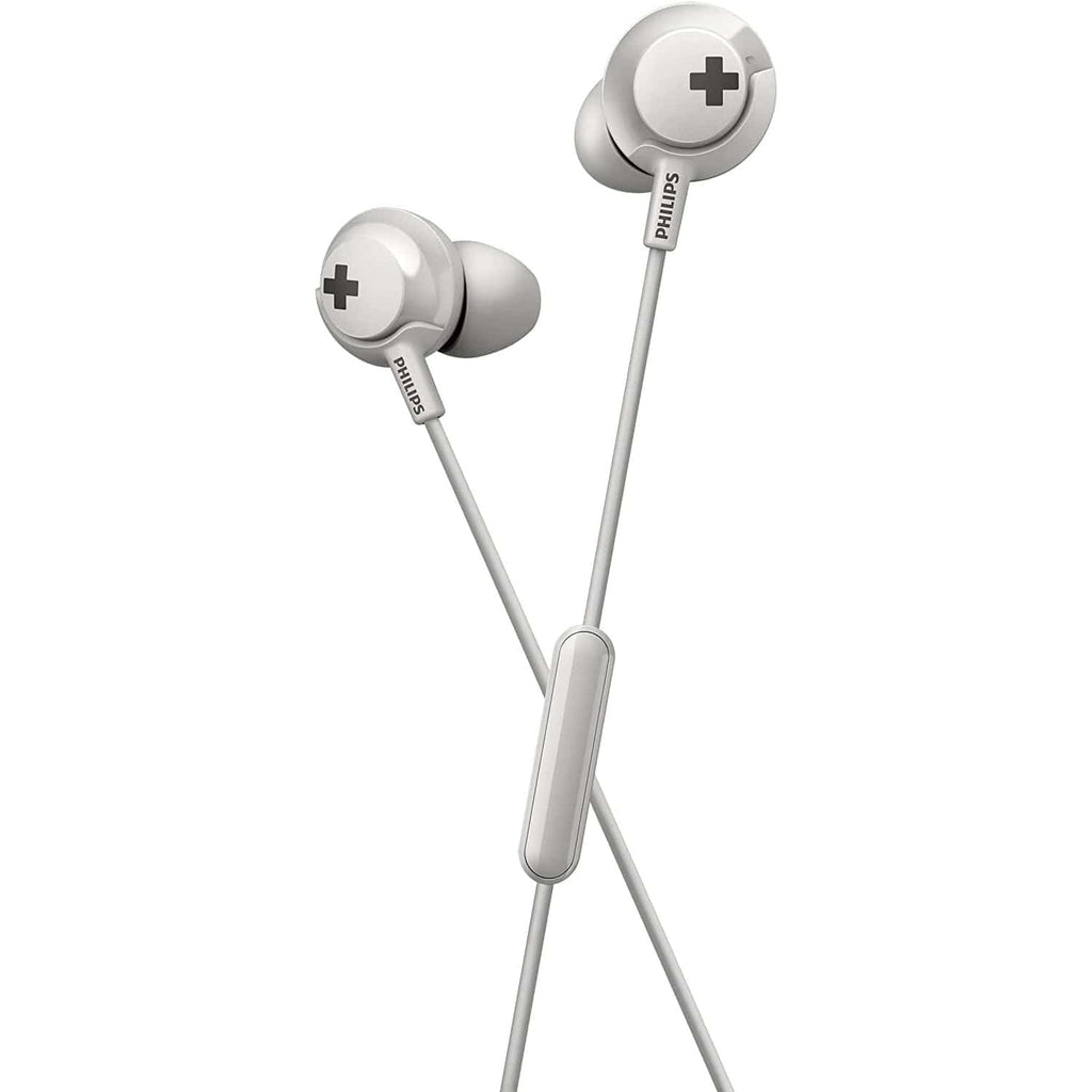 Golden Discs Accessories Philips SHE4305WT Bass+ Wired Earphones with Microphone - White [Accessories]