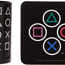 Golden Discs Mugs Playstation Mug, Coaster and Keyring Set in Presentation Gift Box (Shapes Design) [Mug]