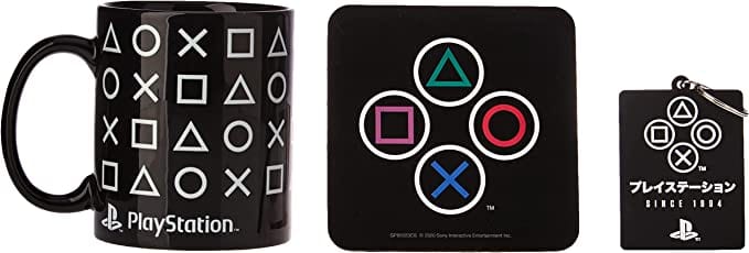 Golden Discs Mugs Playstation Mug, Coaster and Keyring Set in Presentation Gift Box (Shapes Design) [Mug]