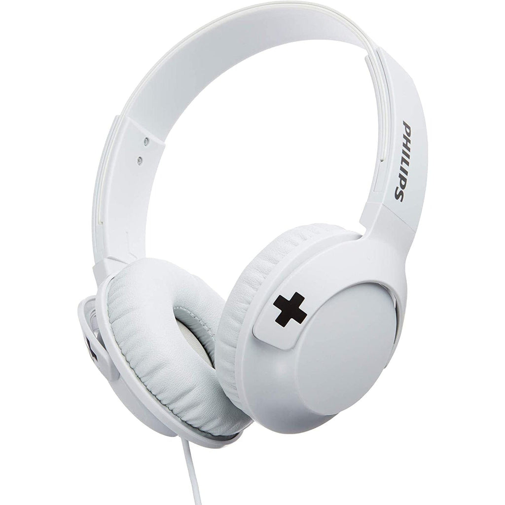 Golden Discs Accessories Philips SHL3075WT BASS+ On-Ear Headphones with Mic - White [Accessories]